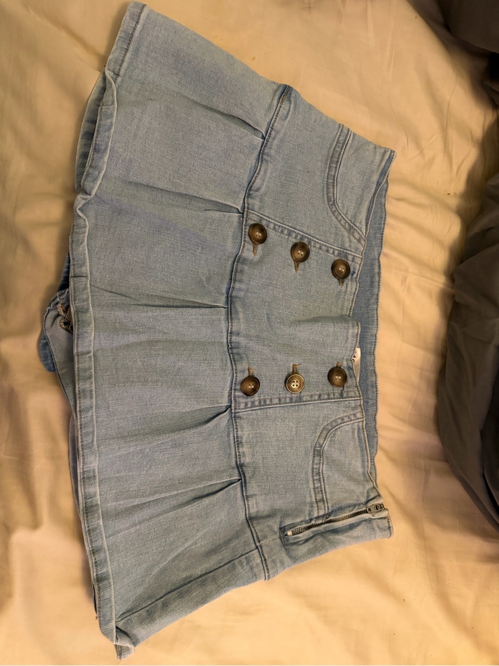 Madden Girl Light Blue Denim Mini Skirt with Button Front